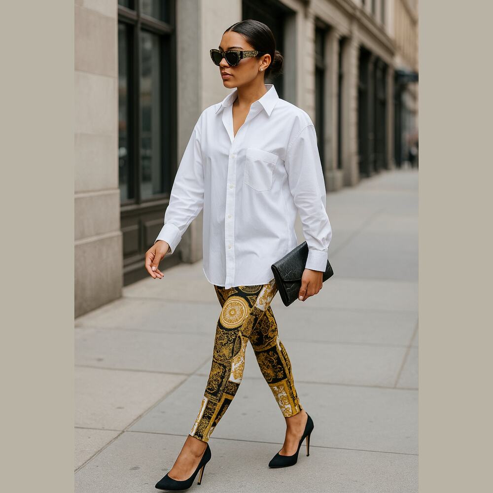 Versace Mosaic‎ Baroque Patchwork Print Leggings